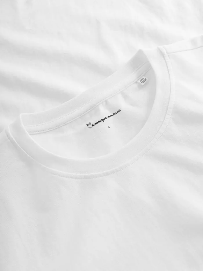 KnowledgeCotton Apparel TShirts Regular Fit Badge Tshirt Bright White 8211 Men