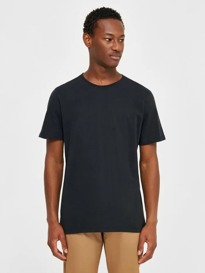 KnowledgeCotton Apparel TShirts Regular Fit Basic Tee Black Jet 8211 Men KnowledgeCotton Apparel TShirts Regular Fit Basic Tee Black Jet 8211 Men