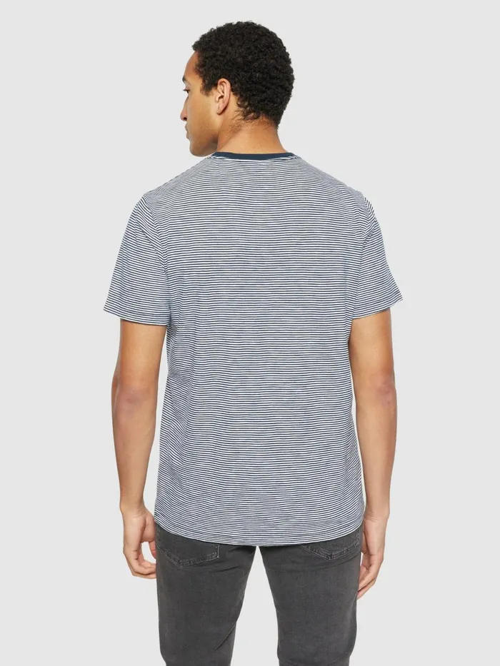 KnowledgeCotton Apparel TShirts Regular Fit Striped Basic Tee Blue Stripe 8211 Men