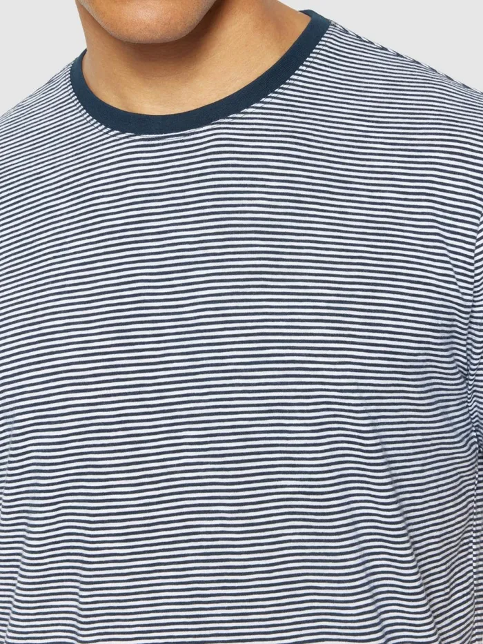 KnowledgeCotton Apparel TShirts Regular Fit Striped Basic Tee Blue Stripe 8211 Men