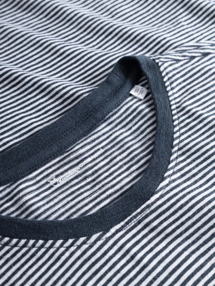 KnowledgeCotton Apparel TShirts Regular Fit Striped Basic Tee Blue Stripe 8211 Men