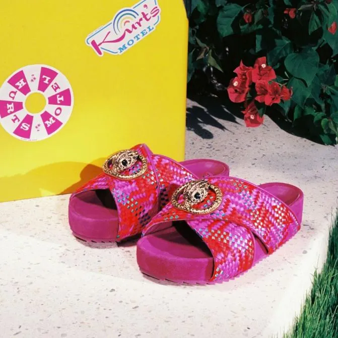 Kurt Geiger Sandals Chelsea Cross Strap Fushia Combination 8211 Women