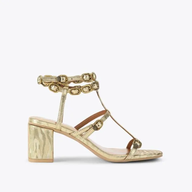 Kurt Geiger Sandals Regent Block Gladiator Heel Gold 8211 Women