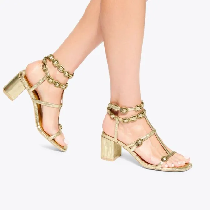Kurt Geiger Sandals Regent Block Gladiator Heel Gold 8211 Women