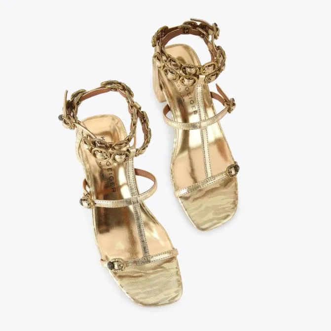 Kurt Geiger Sandals Regent Block Gladiator Heel Gold 8211 Women