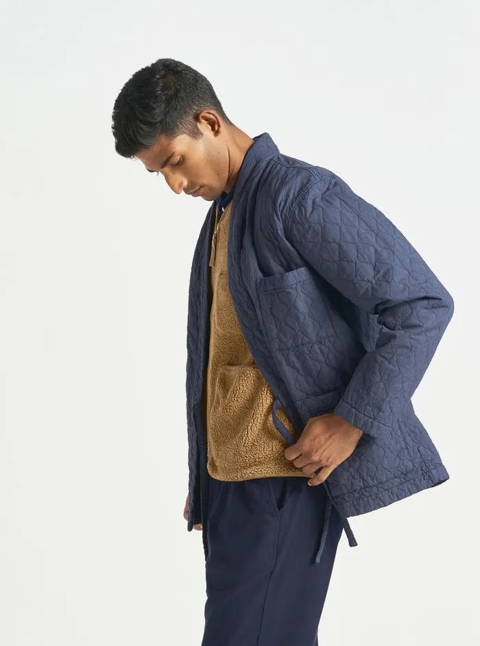 Kyoto Work Jacket In Dark Navy Quilt Cotton Men Universal Works Coats and Outerwear