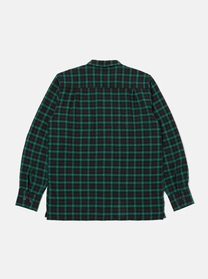 LS Utility Shirt In GreenBlack Seersucker PT Check Men Universal Works Overshirts
