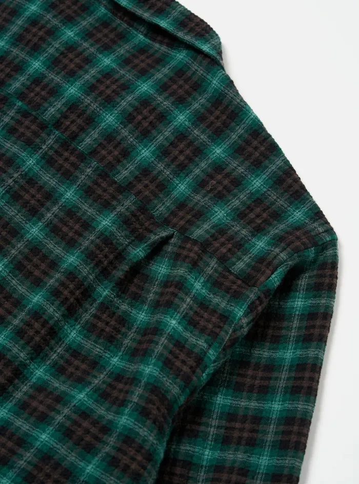 LS Utility Shirt In GreenBlack Seersucker PT Check Men Universal Works Overshirts