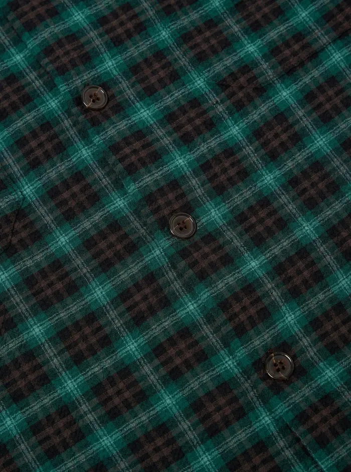 LS Utility Shirt In GreenBlack Seersucker PT Check Men Universal Works Overshirts