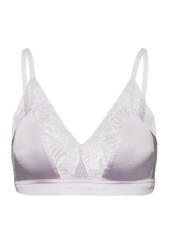 Lace Trim Soft Cup Bra Lilac Fog Women HANRO Wireless Bras