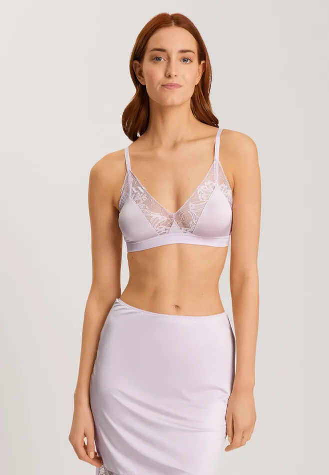 Lace Trim Soft Cup Bra Lilac Fog Women HANRO Wireless Bras