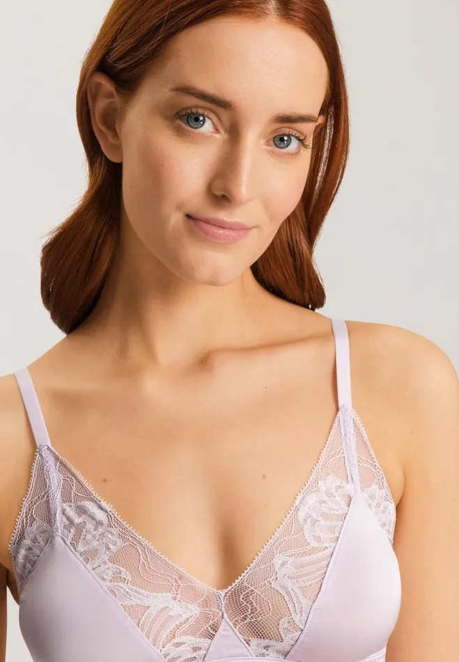 Lace Trim Soft Cup Bra Lilac Fog Women HANRO Wireless Bras