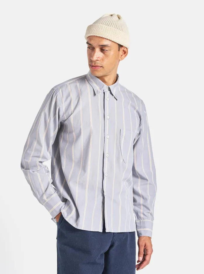 Lazy Day Shirt In Blue Sydney Stripe Men Universal Works Shirts