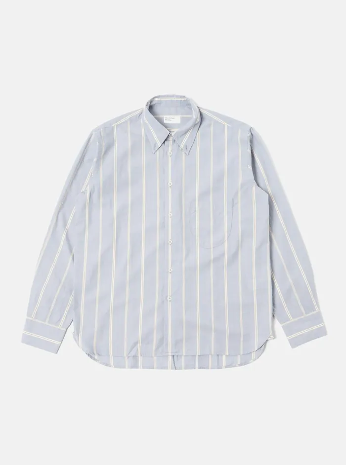 Lazy Day Shirt In Blue Sydney Stripe Men Universal Works Shirts