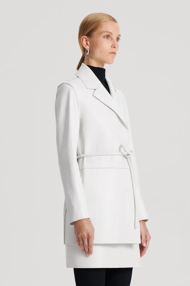 LEATHER BONDED JACKET WHITE Women Leather Scanlan Theodore LEATHER BONDED JACKET WHITE Women Leather Scanlan Theodore