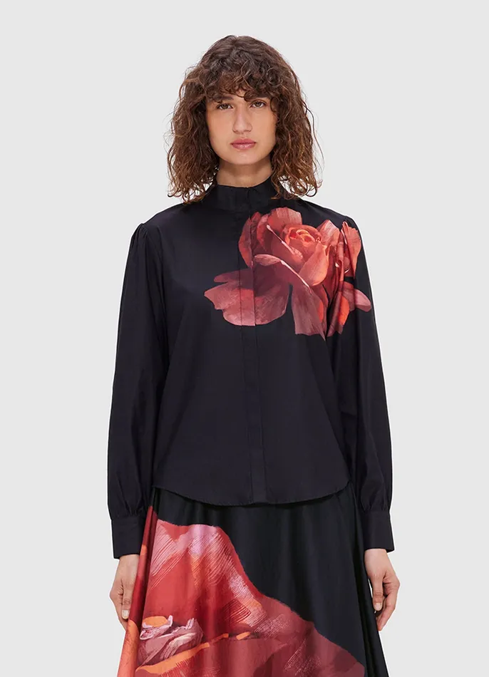 LEO LIN Alma Blouse 8211 Rose Print Women Tops and Shirts