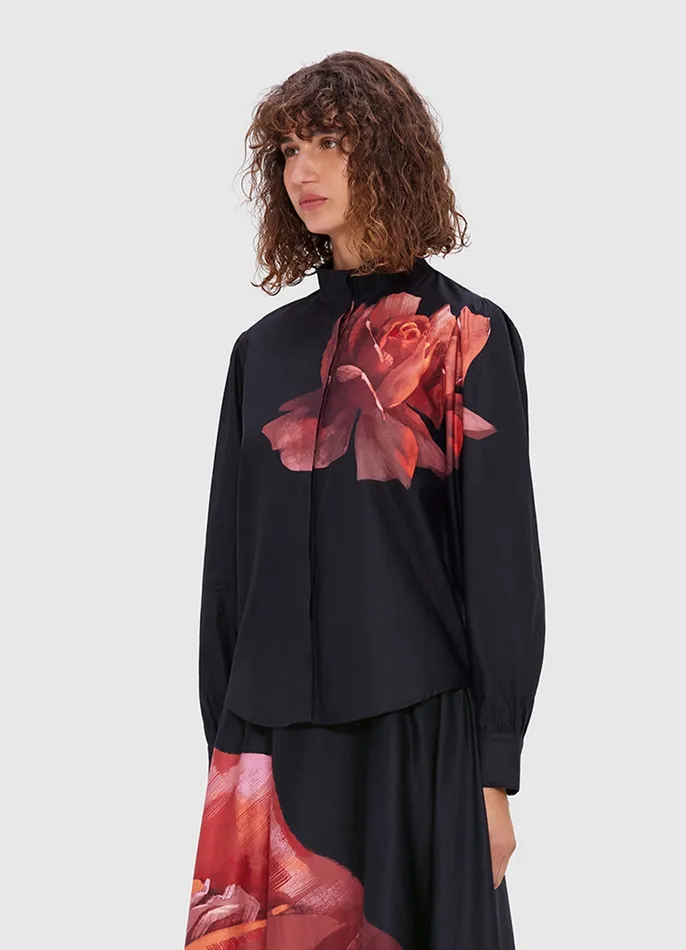 LEO LIN Alma Blouse 8211 Rose Print Women Tops and Shirts