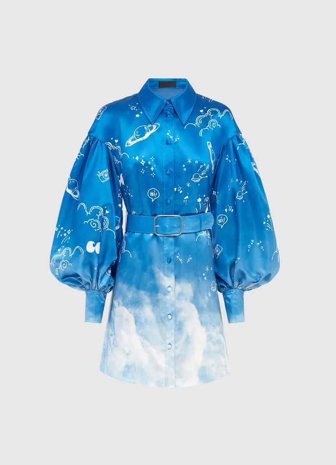 LEO LIN Dresses and Jumpsuits Women Juliana Shirt Mini Dress 8211 Aerial Print LEO LIN Dresses and Jumpsuits Women Juliana Shirt Mini Dress 8211 Aerial Print