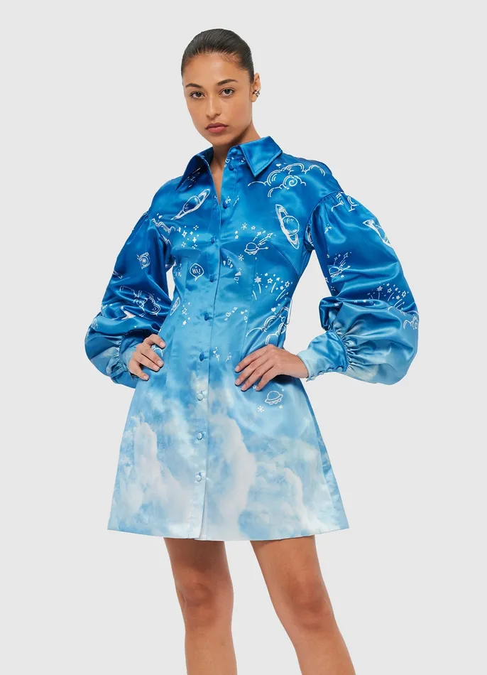 LEO LIN Dresses and Jumpsuits Women Juliana Shirt Mini Dress 8211 Aerial Print