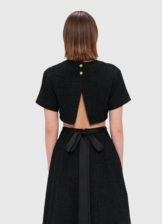 LEO LIN Indie Tweed Sleeve Top 8211 Ebony Women Two Piece Sets