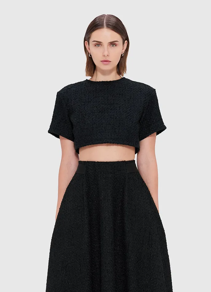 LEO LIN Indie Tweed Sleeve Top 8211 Ebony Women Two Piece Sets