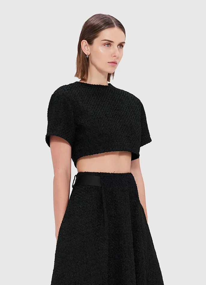 LEO LIN Indie Tweed Sleeve Top 8211 Ebony Women Two Piece Sets