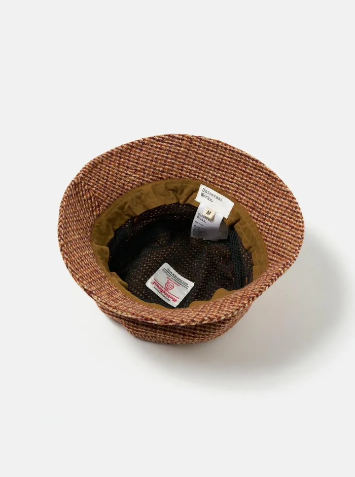 Lewis Hat In Rust Harris Tweed Plaid Men Universal Works Hats