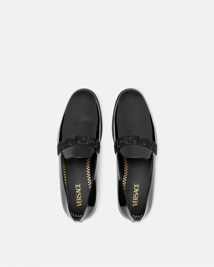 Loafers and Slippers Men Versace Medusa Patent Slippers Black