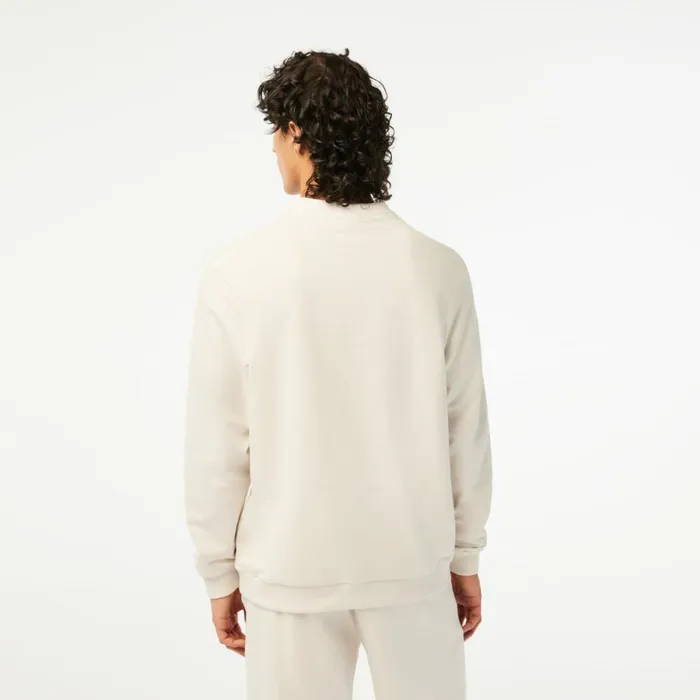 Loungewear and Pajamas Men Lacoste Mens Contrast Logo Print Fleece Sweatshirt Beige 3c7