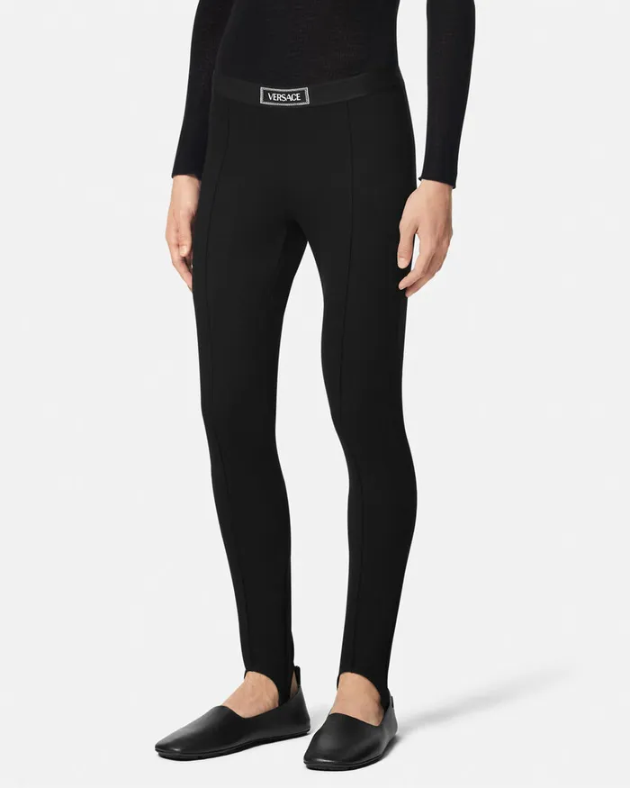 Loungewear and Pajamas Men Versace 90s Vintage Logo Stirrup Leggings Black