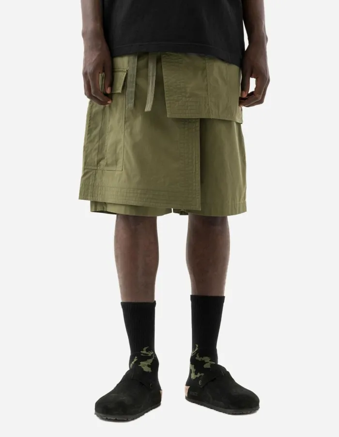 Maharishi Hakama Pants 6056 Asym Hakama Shorts Olive OG107F 8211 Men