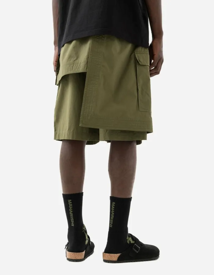 Maharishi Hakama Pants 6056 Asym Hakama Shorts Olive OG107F 8211 Men