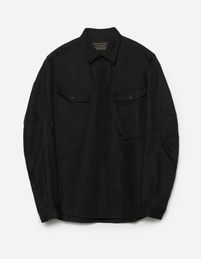 Maharishi Long Sleeve Shirts 7028 MILTYPE Organic Custom Shirt Black 8211 Men
