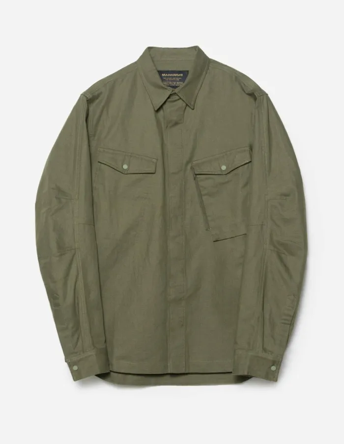 Maharishi Long Sleeve Shirts 7028 MILTYPE Organic Custom Shirt Olive OG107F 8211 Men