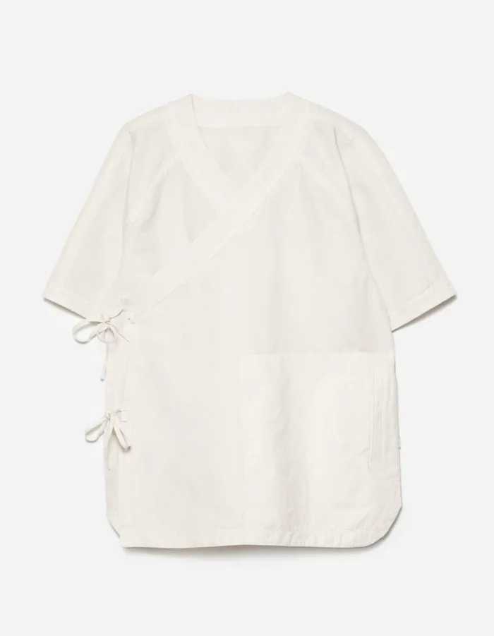 Maharishi Short Sleeve Shirts 6079 Asym Monk Hemp Shirt Ecru 8211 Men