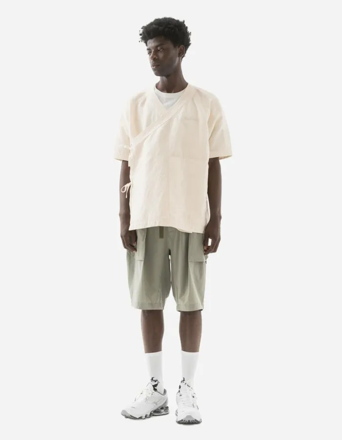 Maharishi Short Sleeve Shirts 6079 Asym Monk Hemp Shirt Ecru 8211 Men