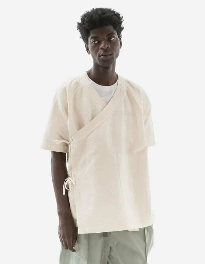 Maharishi Short Sleeve Shirts 6079 Asym Monk Hemp Shirt Ecru 8211 Men