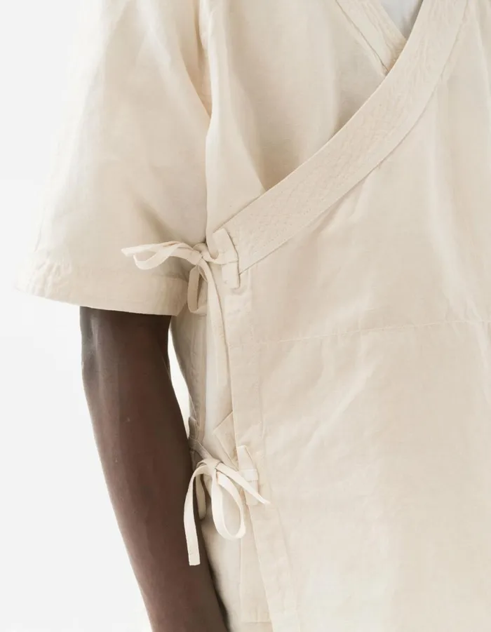 Maharishi Short Sleeve Shirts 6079 Asym Monk Hemp Shirt Ecru 8211 Men