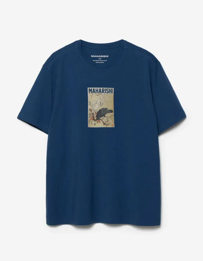 Maharishi Short Sleeve TShirts 1493 Black Crow White Heron TShirt Navy Blueprint 8211 Men