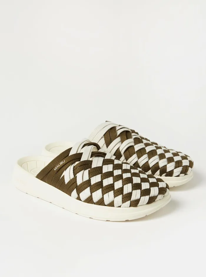 Malibu Colony Classic In OliveWhite Nylon Men Universal Works Footwear