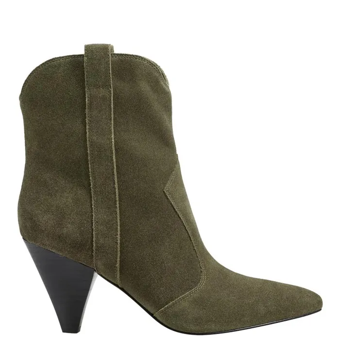 Marc Fisher Booties Women Carissa Heeled Western Bootie Olive Suede