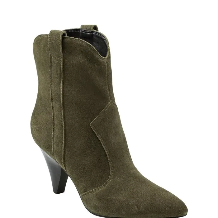 Marc Fisher Booties Women Carissa Heeled Western Bootie Olive Suede