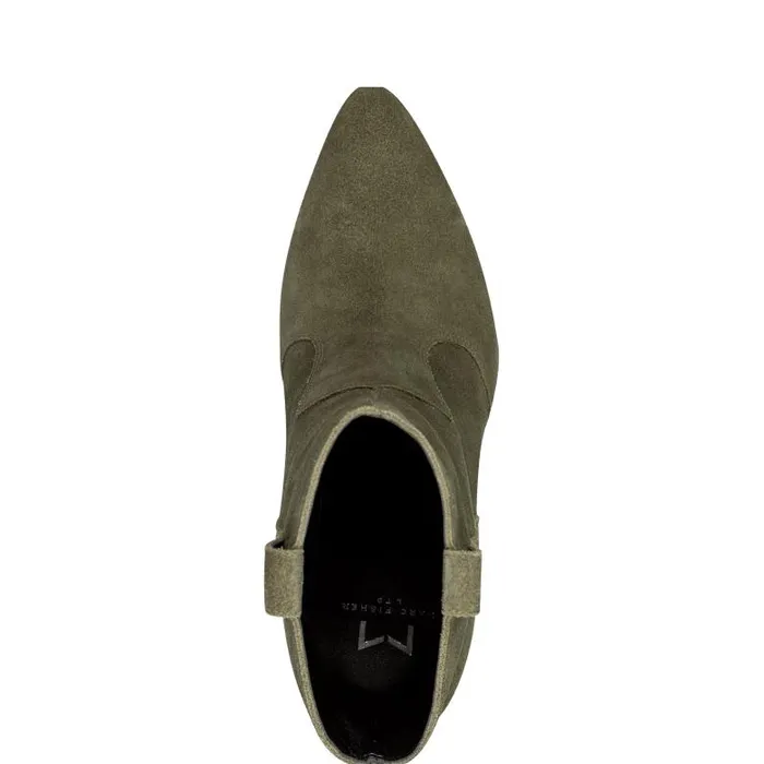 Marc Fisher Booties Women Carissa Heeled Western Bootie Olive Suede