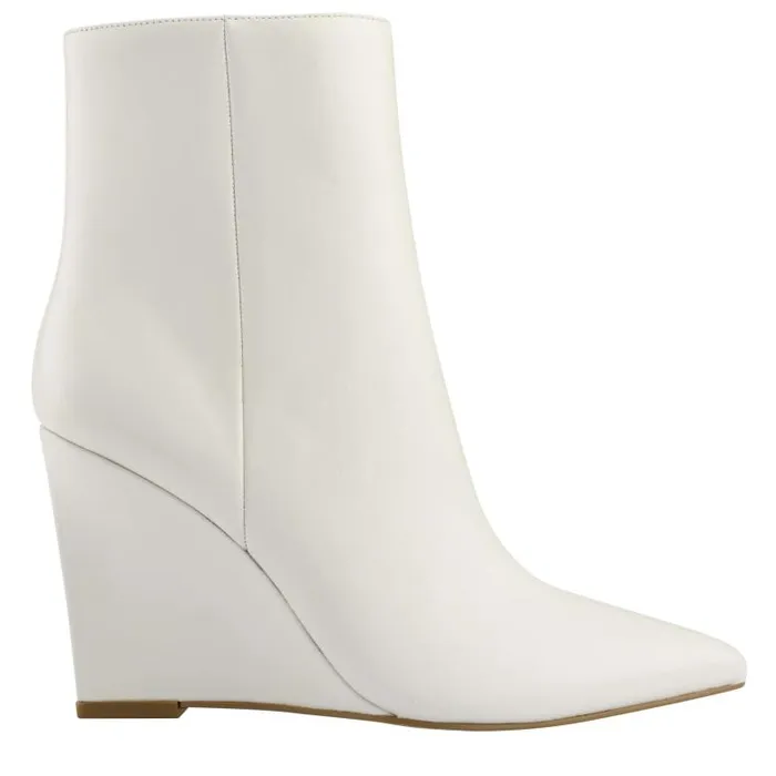 Marc Fisher Booties Women Dayna Wedge Bootie Chic Cream Leather