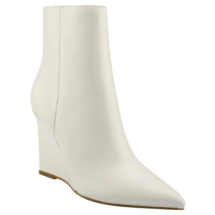 Marc Fisher Booties Women Dayna Wedge Bootie Chic Cream Leather
