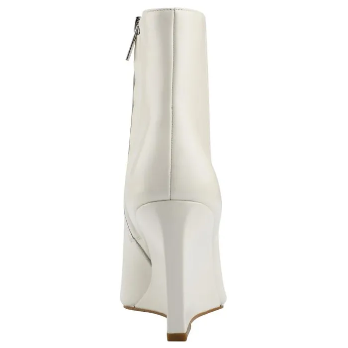 Marc Fisher Booties Women Dayna Wedge Bootie Chic Cream Leather