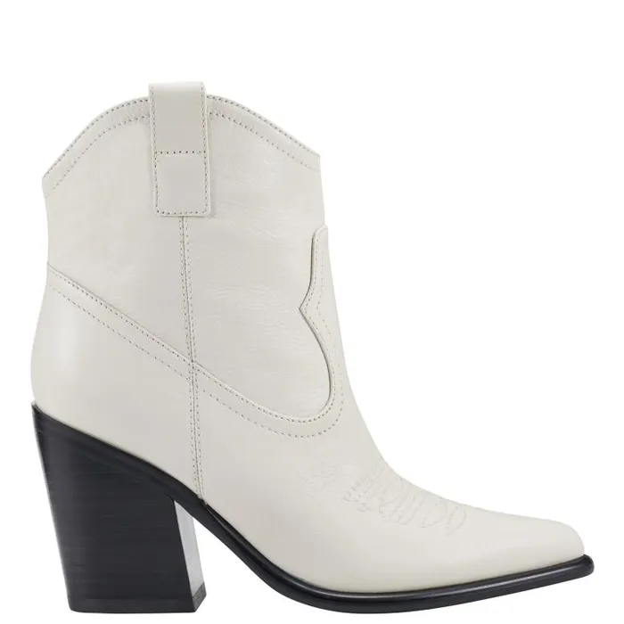 Marc Fisher Booties Women Jalella Detailed Western Bootie Ivory Leather