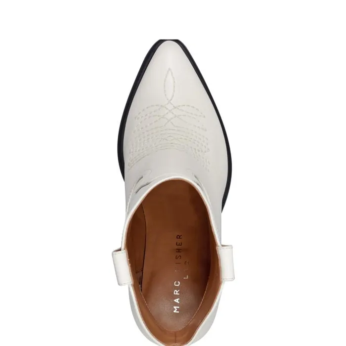 Marc Fisher Booties Women Jalella Detailed Western Bootie Ivory Leather