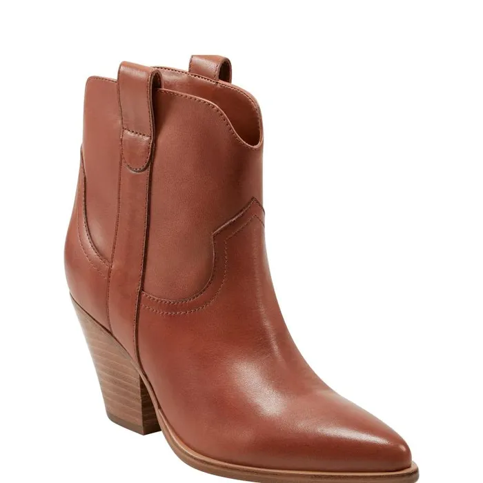 Marc Fisher Boots and Booties Women Marlie Western Bootie Natural Leather