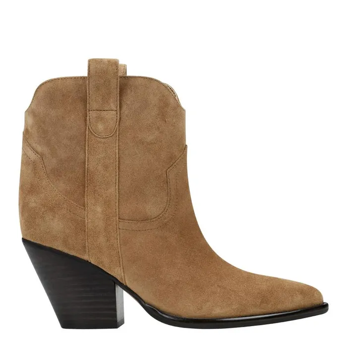 Marc Fisher Boots and Booties Women Marlie Western Bootie Natural Suede